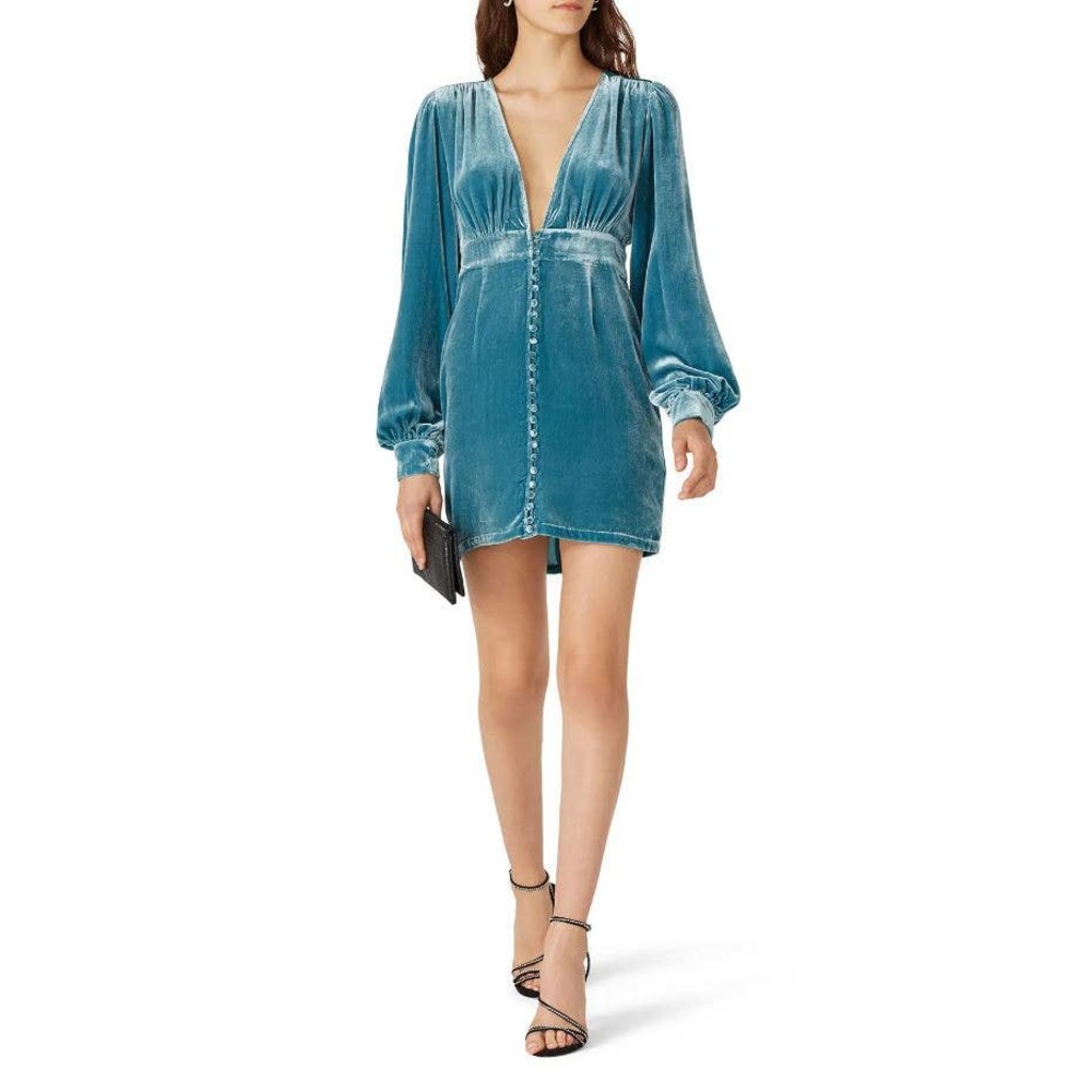 NEON BLONDE Blue Velvet Mini Dress